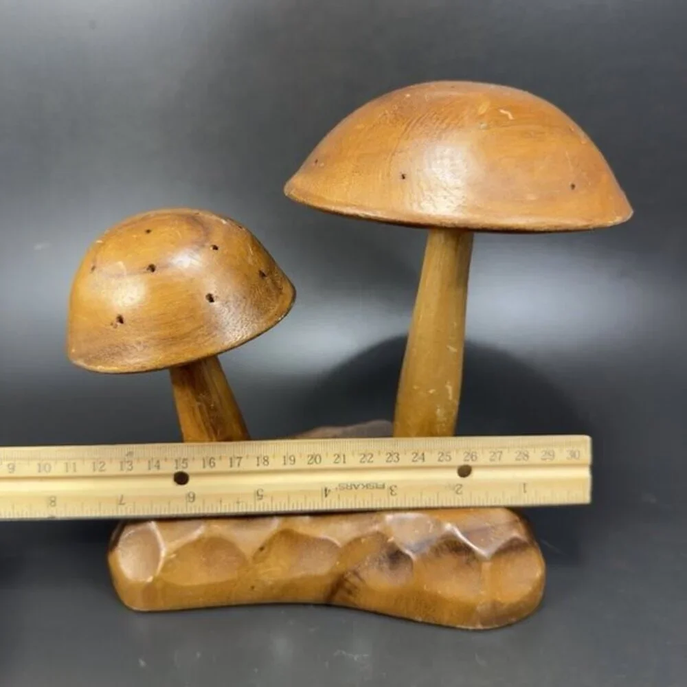 Vintage Monkey Pod Wood Large Wooden Mushroom Figurine‎ Decorative Hand Crafted